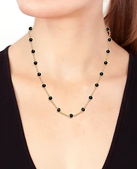 Effy Onyx Bezel Station & Chain 18" Collar Necklace in 14k Gold