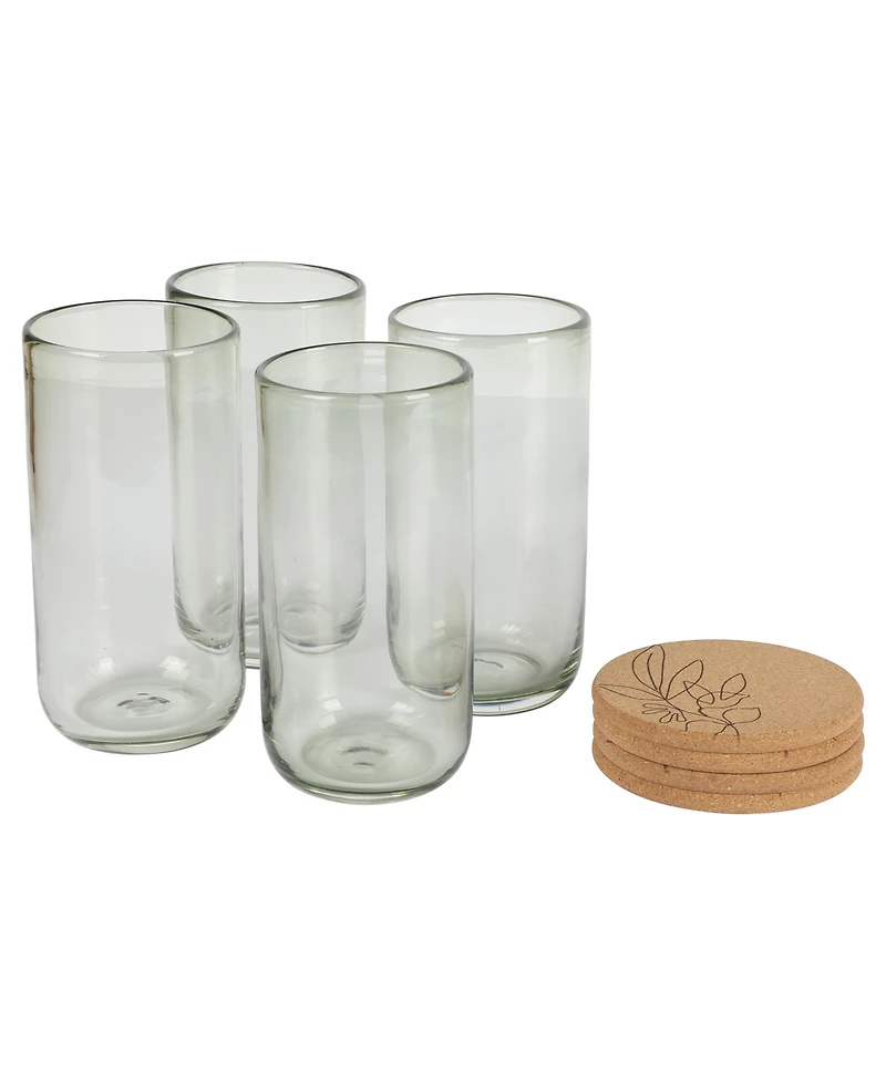 Bloomhouse 4 Pc Handmade 21 oz Tumbler Coaster Set