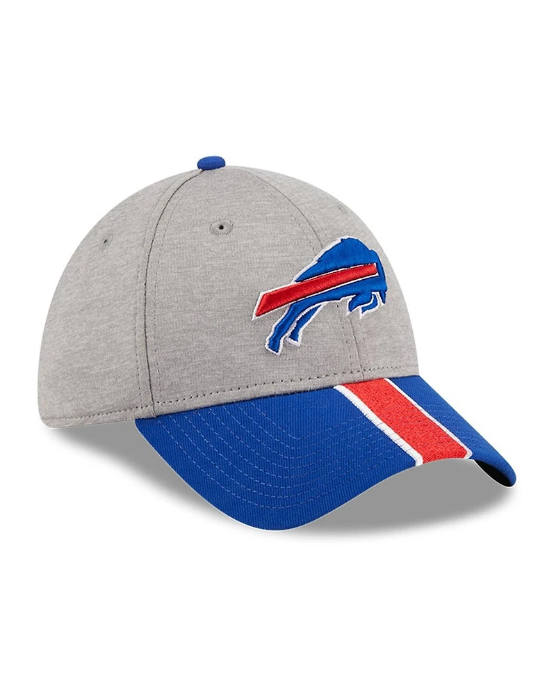 Men's New Era Heather Gray, Royal Buffalo Bills Striped 39THIRTY Flex Hat