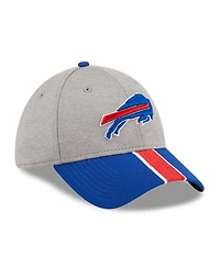 Men's New Era Heather Gray, Royal Buffalo Bills Striped 39THIRTY Flex Hat