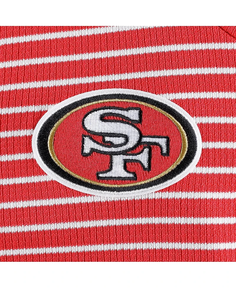 Women's Antigua Scarlet San Francisco 49ers Maverick Waffle Henley Long Sleeve T-shirt