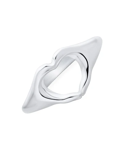 Bling Jewelry Inspirational Friendship Silver Ring Open Heart and I Love You Sign Language