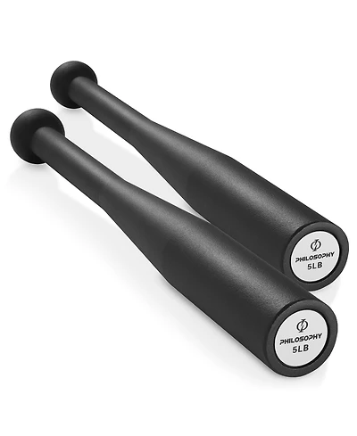 Philosophy Gym 5 Lb Indian Clubs Pair- Weighted Steel Exercise Club Bells Set, Arm Strength Trainer, 10 Lb Total