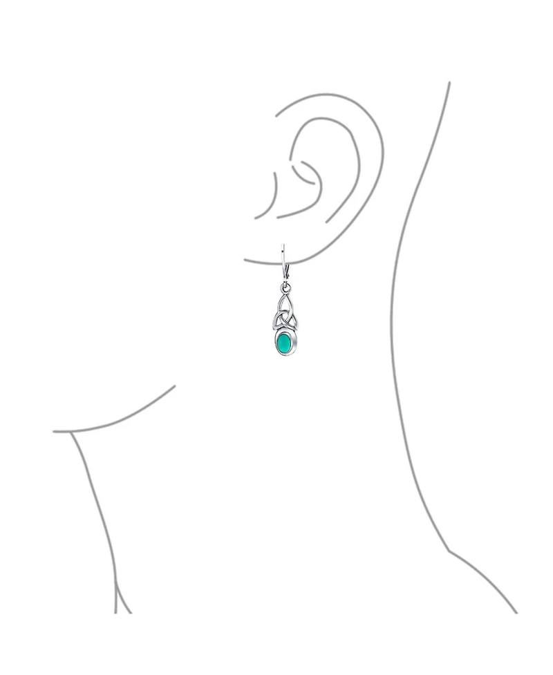 Bling Jewelry Love Knot Oval Bezel Set Natural Amethyst Topaz Onyx Quartz Turquoise Dangle Earrings .925 Sterling Silver