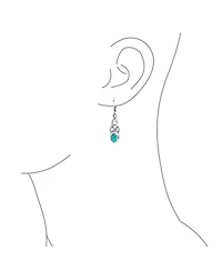 Bling Jewelry Love Knot Oval Bezel Set Natural Amethyst Topaz Onyx Quartz Turquoise Dangle Earrings .925 Sterling Silver