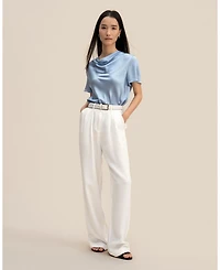 Lilysilk Women's Cowl Neck Short Sleeves Silk T-Shirt