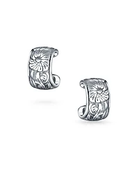 Bling Jewelry Flower Leaves Cartilage Band Sunflower Ear Cuffs Clip Wrap Helix Earrings Non Pierced Ear Sterling Silver
