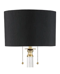 Stephan Traditional Luxury Table Lamp 30" Tall Crystal Column Antique Brass Gold Black Drum Shade Decor for Living Room Bedroom House Bedside Nightsta