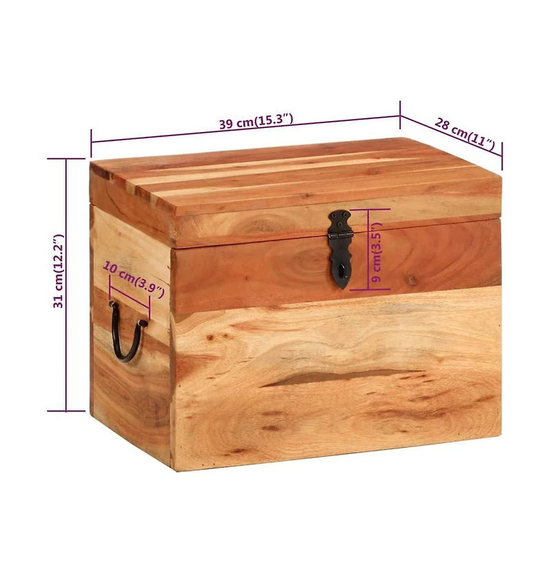 Storage Box 15.4"x11"x12.2" Solid Wood Acacia