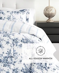 ienjoy Home Cabbage Rose Stripe 3-Piece Comforter Set