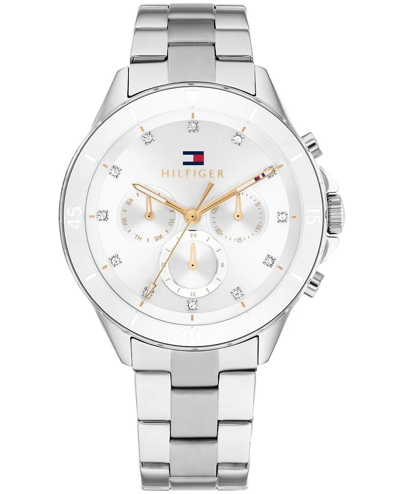 Tommy Hilfiger Women's Multifunction Silver-Tone Stainless Steel Watch 40mm