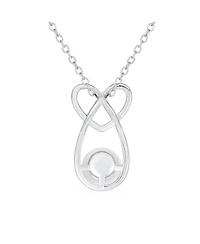 Bling Jewelry Elegant Forever Knot Infinity Intertwined Heart Teardrop Cultured Freshwater White Pearl Necklace Pendant Sterling Silver 16 Inch