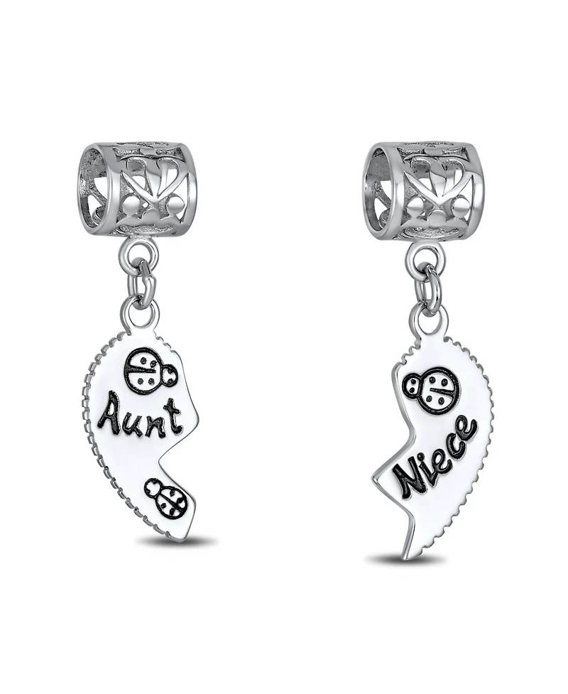 Bling Jewelry Bff Ladybug Heart Dangle Charm Bead for Aunt Niece Sterling Silver Fits Bracelet