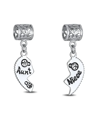 Bling Jewelry Bff Ladybug Heart Dangle Charm Bead for Aunt Niece Sterling Silver Fits Bracelet