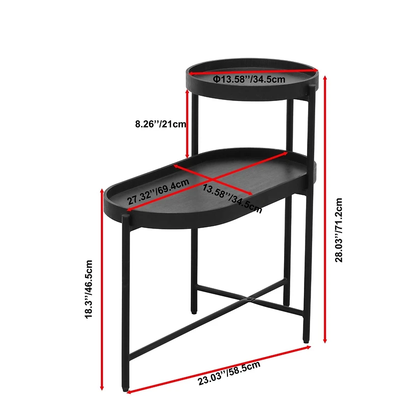 Streamdale Elegant 2-Tier Black Side Table with Storage