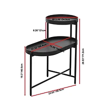 Streamdale Elegant 2-Tier Black Side Table with Storage