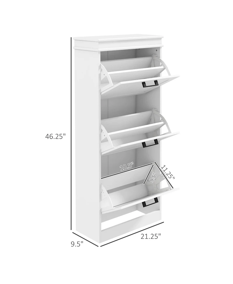 Homcom Shoe Cabinet with 3 Flip Drawers for 15 Pairs of Shoes