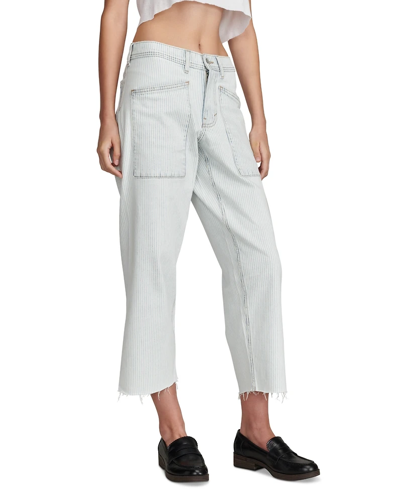 Lucky Brand Women's Striped Patch-Pocket Wide-Leg Jeans