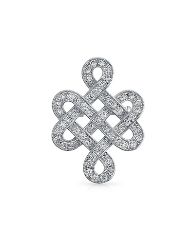 Bling Jewelry Eternal Celtic Love Knot Work Cubic Zirconia Pave Cz Brooch Pin Rhodium Plated Brass 1.2 Inch