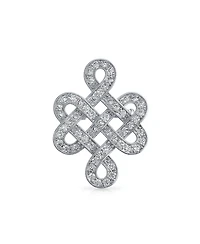 Bling Jewelry Eternal Celtic Love Knot Work Cubic Zirconia Pave Cz Brooch Pin Rhodium Plated Brass 1.2 Inch