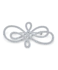 Bling Jewelry Large Swirl Pave Cubic Zirconia Art Deco Fashion Infinity Brooch Pin Silver Tone Rhodium Plated