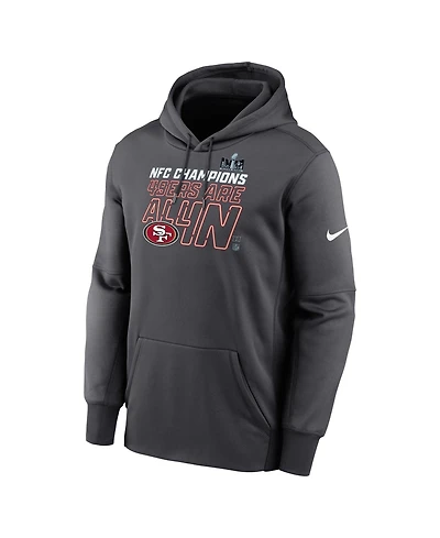 Men's Nike Anthracite San Francisco 49ers 2023 Nfc Champions Locker Room Trophy Collection Pullover Hoodie
