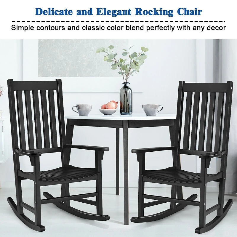 Vebreda Indoor Outdoor Wooden High Back Rocking Chair