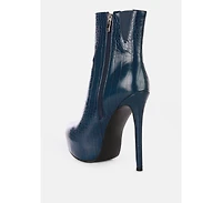 Womens orion high heeled croc ankle boot