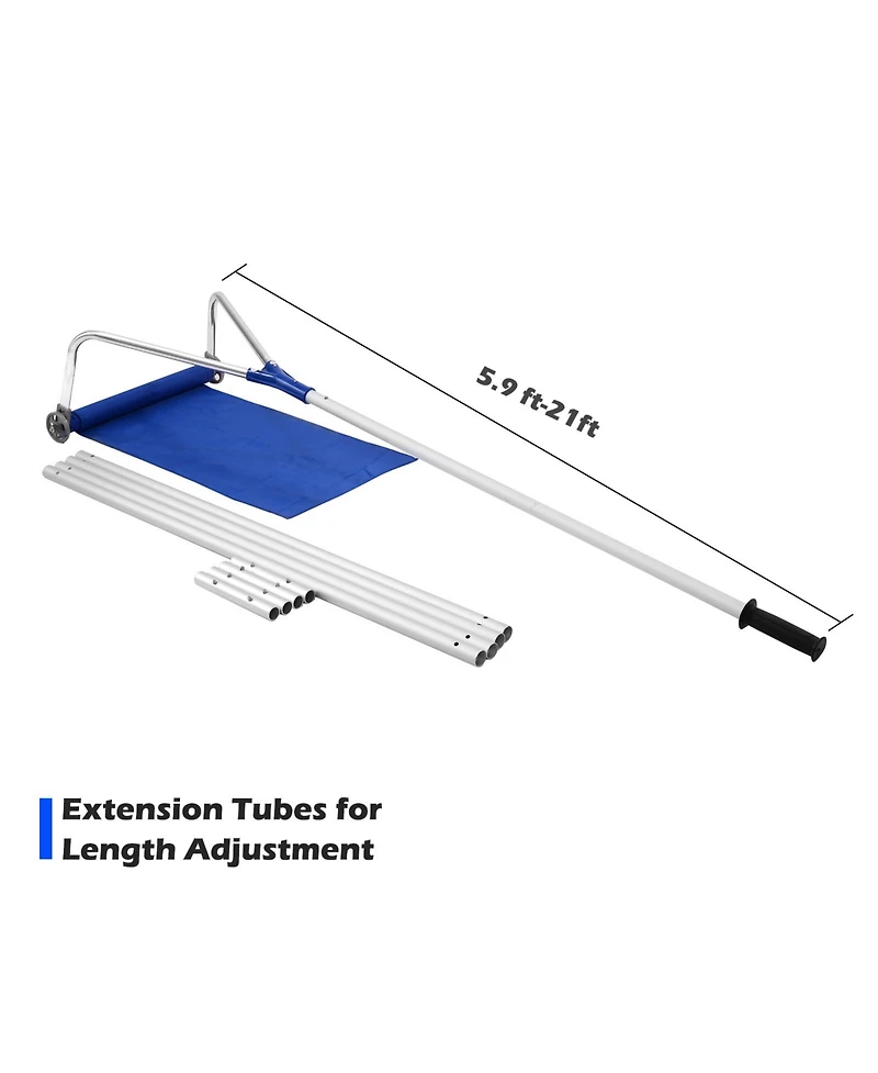 Inolait 21 Feet Adjustable Aluminum Snow Roof Rake with Wheels and Oxford Slide