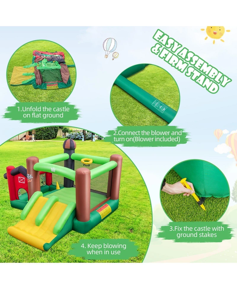 Inolait 6-in-1 Inflatable Bounce House with Double Slides without Blower