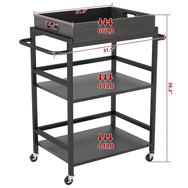 Sugift Rolling Wine Storage Buffet Sideboard Wooden Bar Storage Cabinet