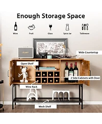 Sugift Industrial Kitchen Buffet Sideboard with Wine Rack and 2 Doors
