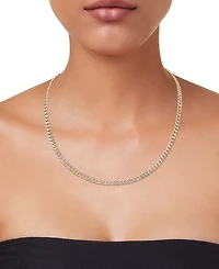 Double-Sided Cuban Link 22" Chain Necklace in 10k Two-Tone Gold