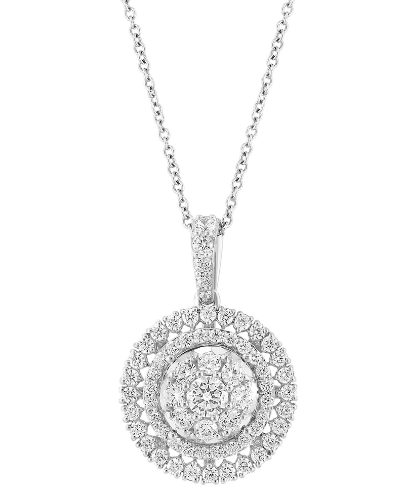 Effy Diamond Circle Cluster 18" Pendant Necklace (1-1/4 ct. t.w.) in 14k White Gold