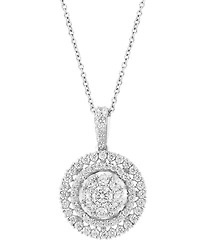 Effy Diamond Circle Cluster 18" Pendant Necklace (1-1/4 ct. t.w.) in 14k White Gold