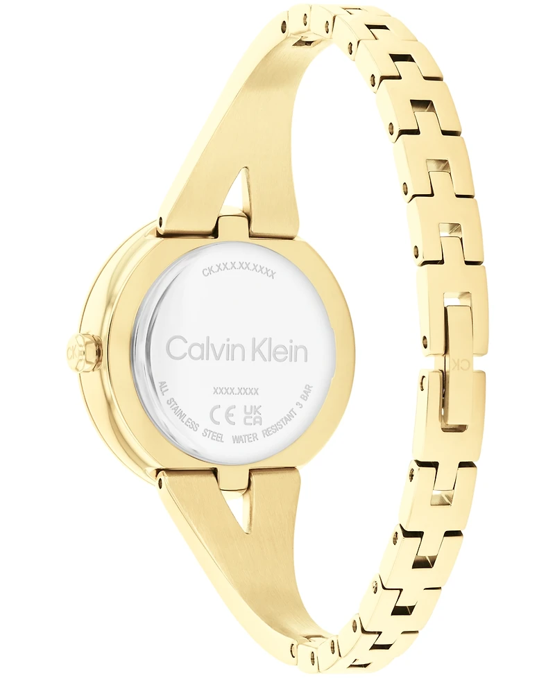 Calvin Klein Women's Joyful Gold-Tone Stainless Steel Bangle Bracelet Watch 30mm