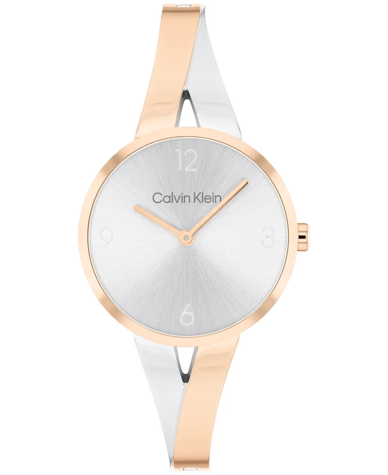 Calvin Klein Women's Joyful Two-Tone Stainless Steel Bangle Bracelet Watch 30mm