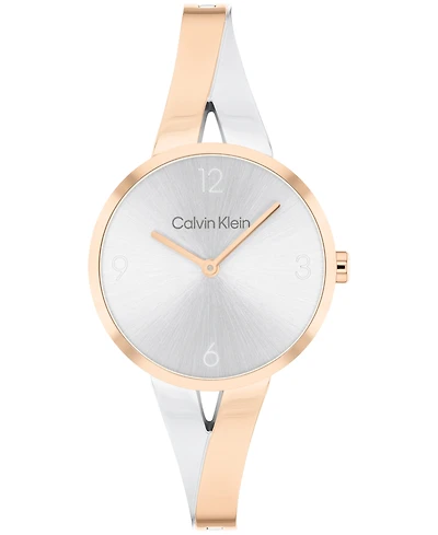 Calvin Klein Women's Joyful Two-Tone Stainless Steel Bangle Bracelet Watch 30mm