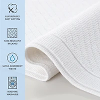 Host & Home Cotton Bath Rug, Stylish Textured Woven Design, Slip Resistant Backing, 5 Color Options, 2-Piece Set - 17x24 & 20x32