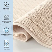 Host & Home Cotton Bath Rug, Stylish Textured Woven Design, Slip Resistant Backing, 5 Color Options, 2-Piece Set - 17x24 20x32