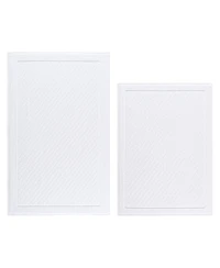 Host & Home Cotton Bath Rug, Stylish Textured Woven Design, Slip Resistant Backing, 5 Color Options, 2-Piece Set - 17x24 & 20x32