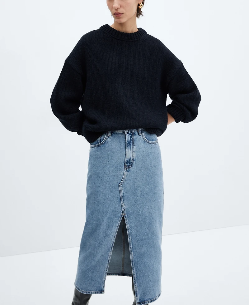 Mango Women's Denim Midi-Skirt