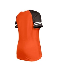 Women's New Era Orange Distressed Cleveland Browns Throwback Raglan Lace-Up T-shirt