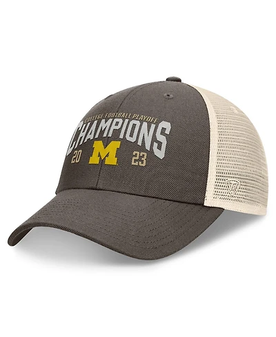 Men's Top of the World Heather Gray Michigan Wolverines College Football Playoff 2023 National Champions Unstructured Trucker Adjustable Hat
