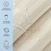 Host & Home Damask Shower Curtain Set with 12 Metal Rolling Rings, Weighted Hem, Rust-Proof Grommets, Fine 100% Polyester Yarn, 72x72, Three Proof Tre