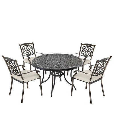 Mondawe 5-Piece Aluminum Outdoor Patio Dining Set with Cushion, Beige
