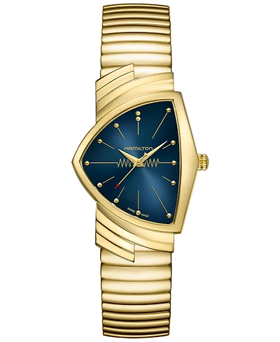 Hamilton Women's Swiss Ventura Gold Pvd Stainless Steel Bracelet Watch 32x50mm