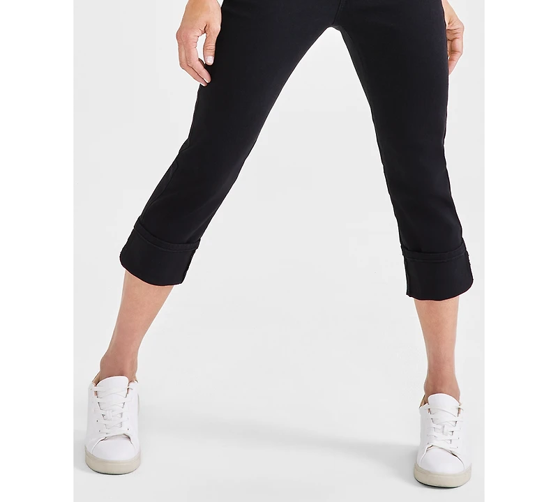 Style & Co Petite High-Rise High-Cuff Capri Jeans, Created for Macy's