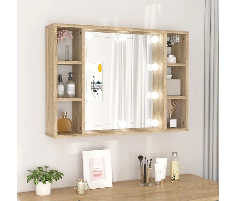 Mirror Cabinet with Led Sonoma Oak 29.9"x5.9"x21.7"