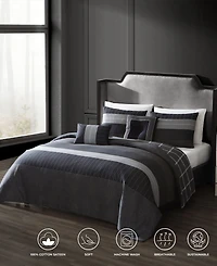 Bebejan Kyle Black Bedding 200 Thread Count 100% Cotton Sateen 5 Piece Reversible Queen Comforter Set